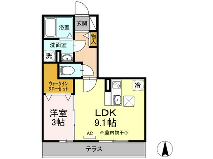 カーサ・ディ・ピーノ(1LDK/1階)の間取り写真