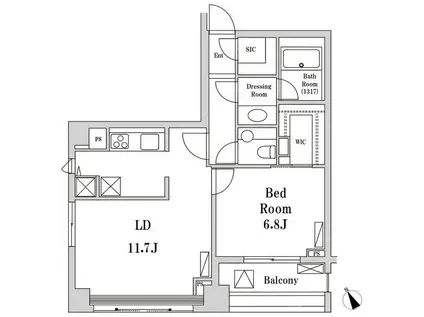 パークハビオ京橋(1LDK/11階)の間取り写真