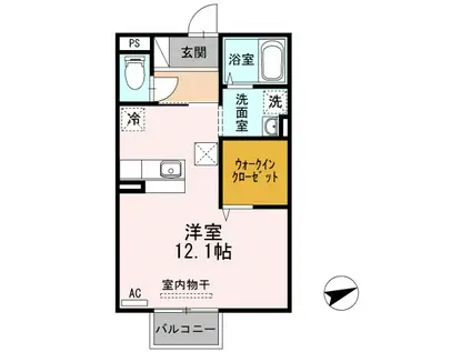 セゾン A棟(ワンルーム/2階)の間取り写真