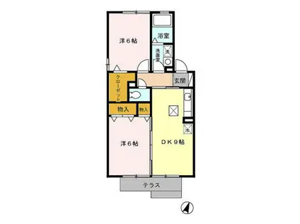 コンフォール(2DK/1階)の間取り写真