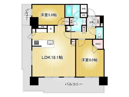 ザ・ファインタワー名古屋今池(2LDK/14階)の間取り写真