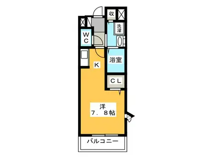 AURORA 桐 南(ワンルーム/1階)の間取り写真