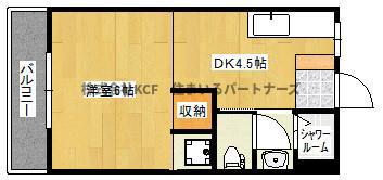 IT本町(1DK/3階)の間取り写真