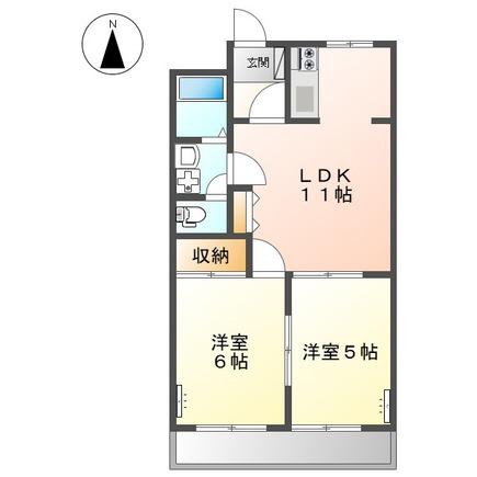 アメニティーハイツ(2LDK/2階)の間取り写真