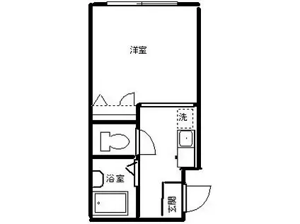 京成千葉線 西登戸駅 徒歩3分 2階建 築31年(1K/1階)の間取り写真