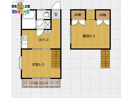 ソレイユ中小島(1DK/2階)の間取り写真
