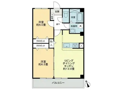 フォブールトロワ(2LDK/1階)の間取り写真