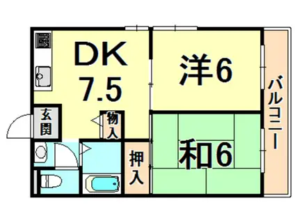 IO甲子園II番館(2DK/3階)の間取り写真