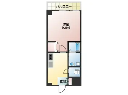 ル・クール長瀬(1K/2階)の間取り写真