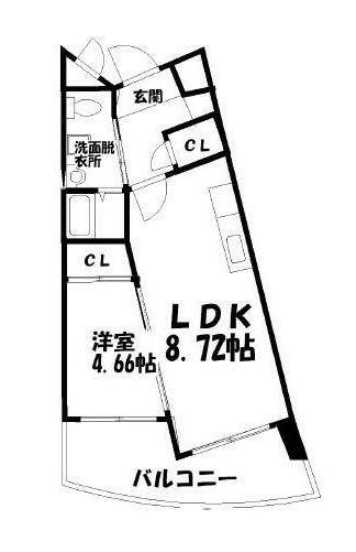 BRIS中井(1DK/4階)の間取り写真