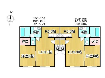 エール帯広V(1LDK/2階)の間取り写真