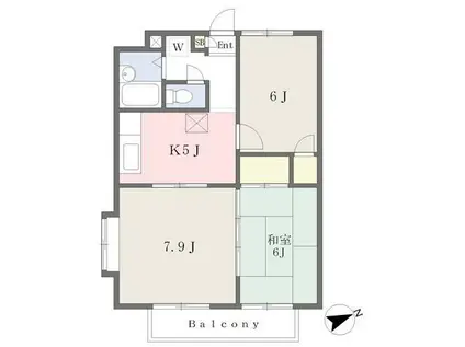 プリメーラカリコミ(3K/2階)の間取り写真