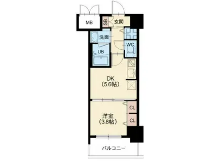 ラクラス本町東(1DK/3階)の間取り写真