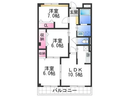カーサグリーンII(3LDK/2階)の間取り写真