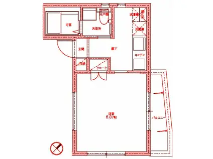 グラインドロッジII(1K/1階)の間取り写真