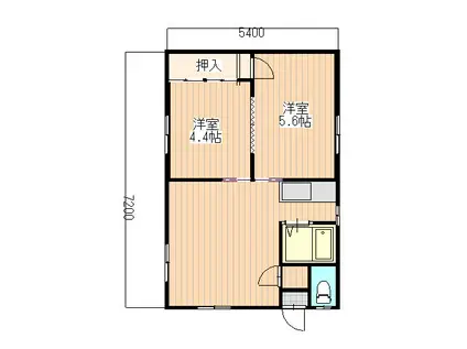 浜口マンションA(2DK/1階)の間取り写真