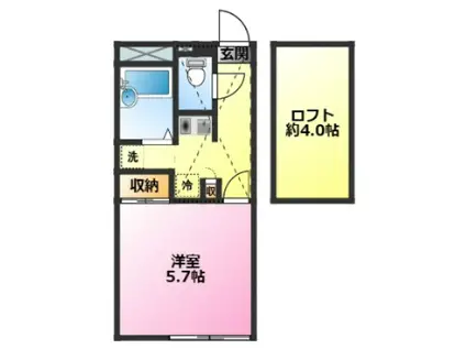 レオパレスKIZUKIII(1K/1階)の間取り写真