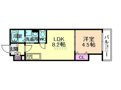 ラモーナ豊南町南(1LDK/3階)の間取り写真