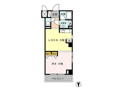 シャンティオン(1LDK/5階)の間取り写真