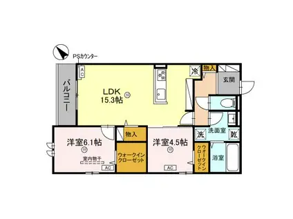 グリーンコート淡路(2LDK/3階)の間取り写真