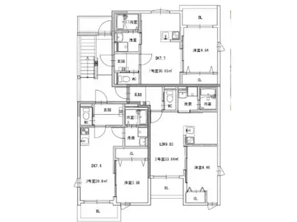 シャロム西子飼(1DK/3階)の間取り写真