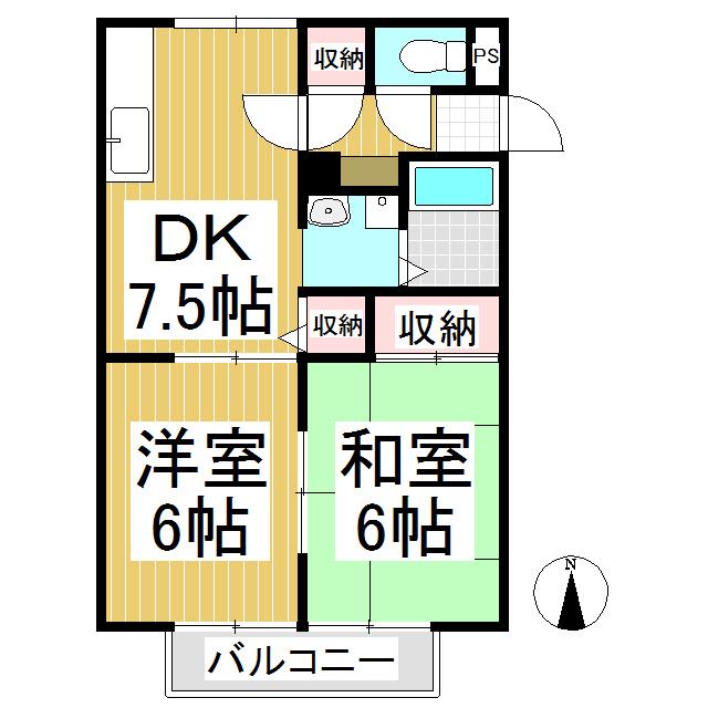 サンライフ千曲(2DK/1階)の間取り写真
