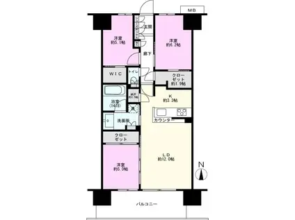 メイツ西白井(3LDK/11階)の間取り写真