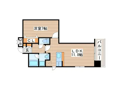 エルスタンザ仙台駅東(1LDK/9階)の間取り写真