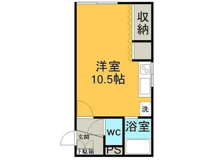 ハイム渡辺1(ワンルーム/2階)の間取り写真