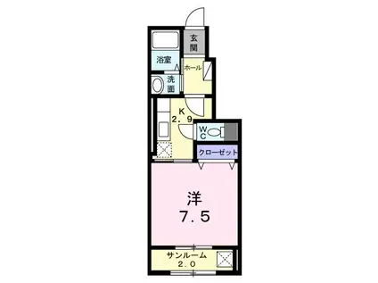 ルクレール(1K/1階)の間取り写真