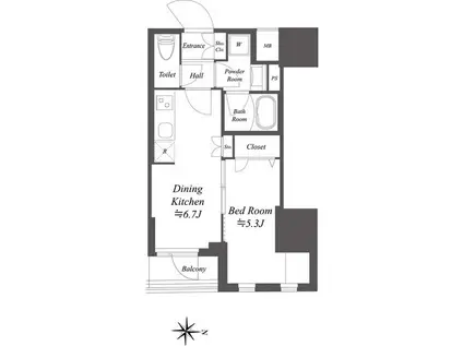 ドゥーエ亀戸II(1DK/10階)の間取り写真