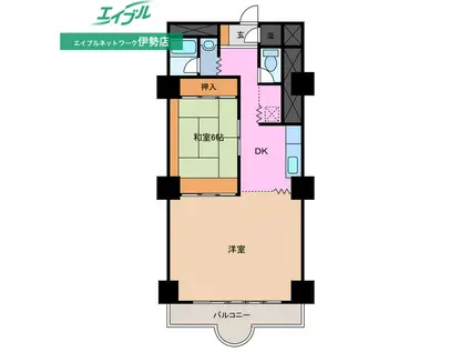 鳥羽リゾートビラ(1LDK/9階)の間取り写真