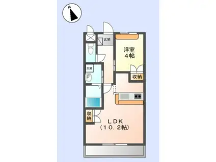 オーピュール(1LDK/3階)の間取り写真