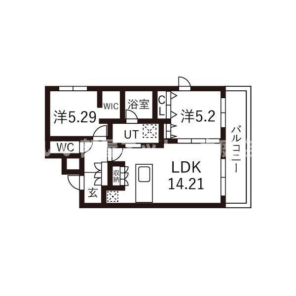 ピオネロ恵庭IV(2LDK/4階)の間取り写真