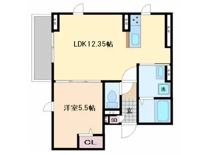 LUANA・AIR・RESIDENCE宮町(1LDK/2階)の間取り写真