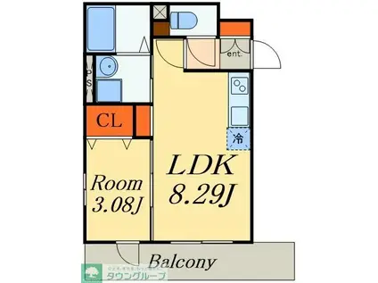 PREMIST妙典(1LDK/2階)の間取り写真