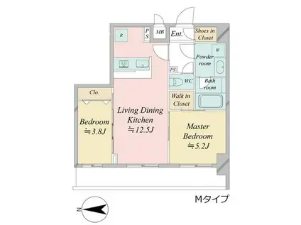 ドゥーエ王子神谷(2LDK/7階)の間取り写真