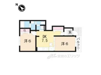 ル・モンド・ビジュー(2DK/1階)の間取り写真