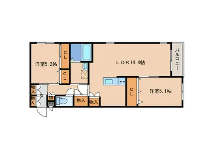 アルテマイスター堀川(2LDK/1階)の間取り写真