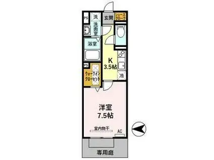 SCHLOSSE FUJI VIII(1K/1階)の間取り写真