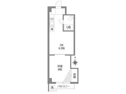 グランヒルズ西新宿(1DK/4階)の間取り写真