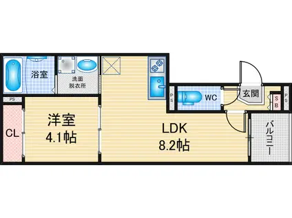 ハーモニーテラス新守山B(1LDK/1階)の間取り写真