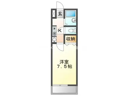 ベル牛久保(1K/1階)の間取り写真
