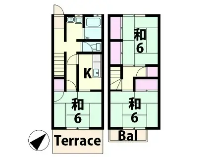 ふれあいタウン(3K/1階)の間取り写真