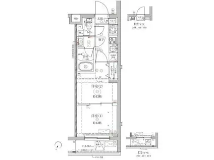 クレイシアIDZ中野鷺宮(2K/4階)の間取り写真