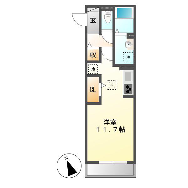 D-ROOM松葉(ワンルーム/1階)の間取り写真