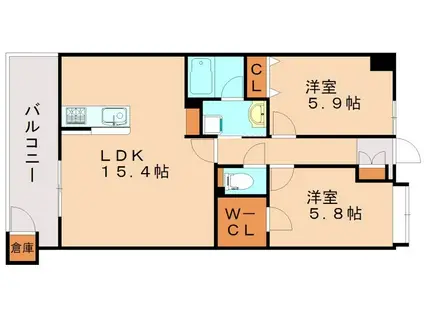 ニューガイア飯塚北(2LDK/10階)の間取り写真