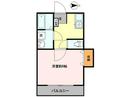 フォルトゥナ草加(1K/1階)の間取り写真