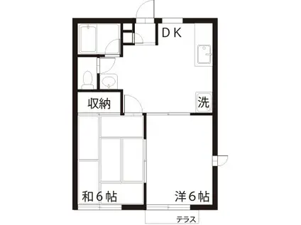 フラッツ秋川(2DK/2階)の間取り写真