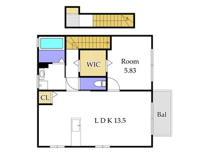 エスポワール平田(1LDK/2階)の間取り写真
